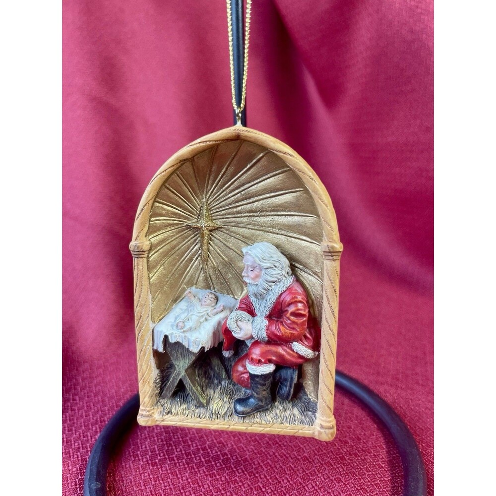 Kneeling Santa Nativity Baby Jesus Ornament Grye Frances Willocx 2009
